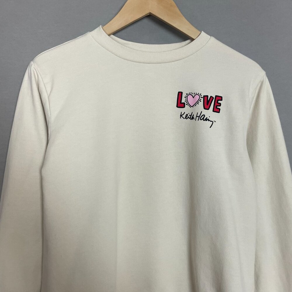 Keith Haring Top Sweatshirt‎ Love Women Size Small Off-White Long Sleeve Fleece - Picture 3 of 11